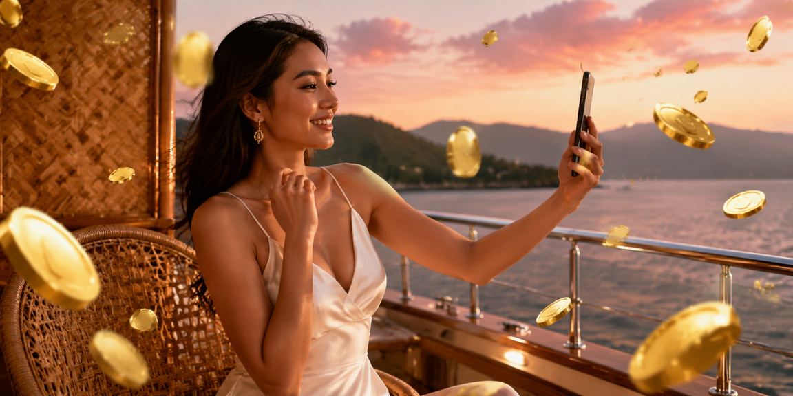 Model Vietnam menggunakan ponsel untuk mengakses platform casino mobile