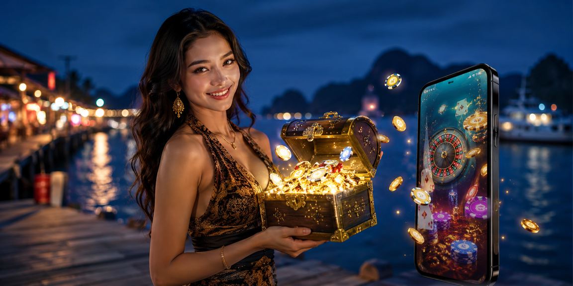 Model Vietnam muda mengakses kasino mobile dengan ekspresi antusias